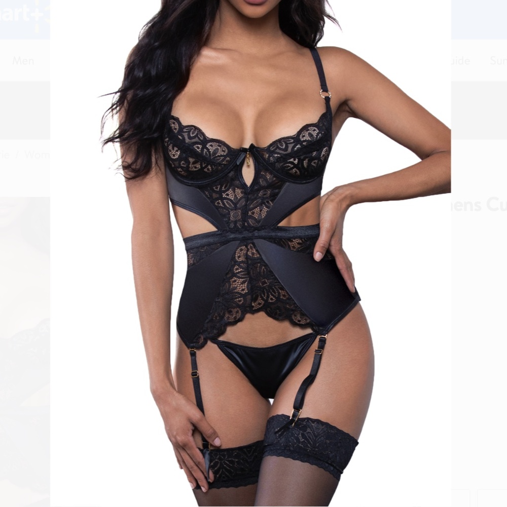 Seven 'til Midnight Cut-Out Bustier Garter Set